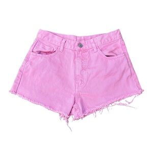 High-Rise Pink Denim Cutoff Shorts